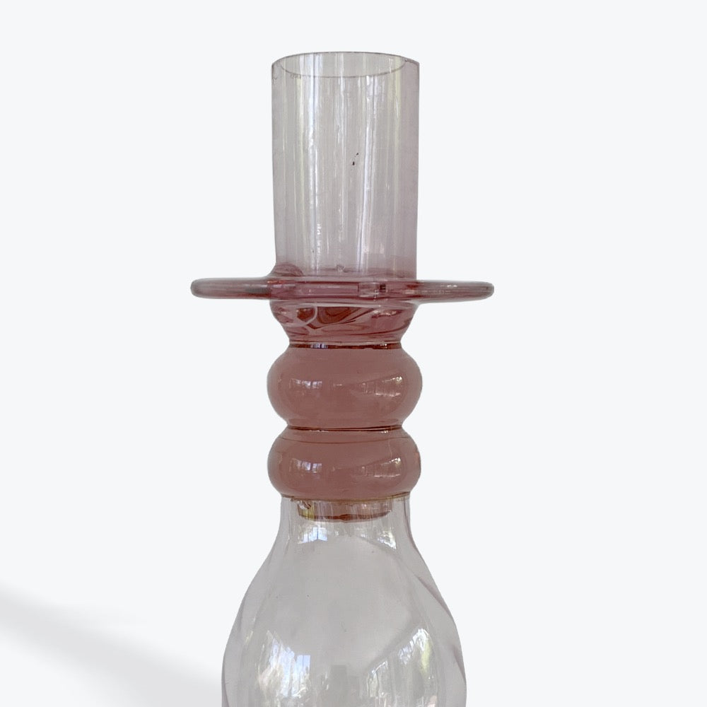 PINK Glass Candle Sticks