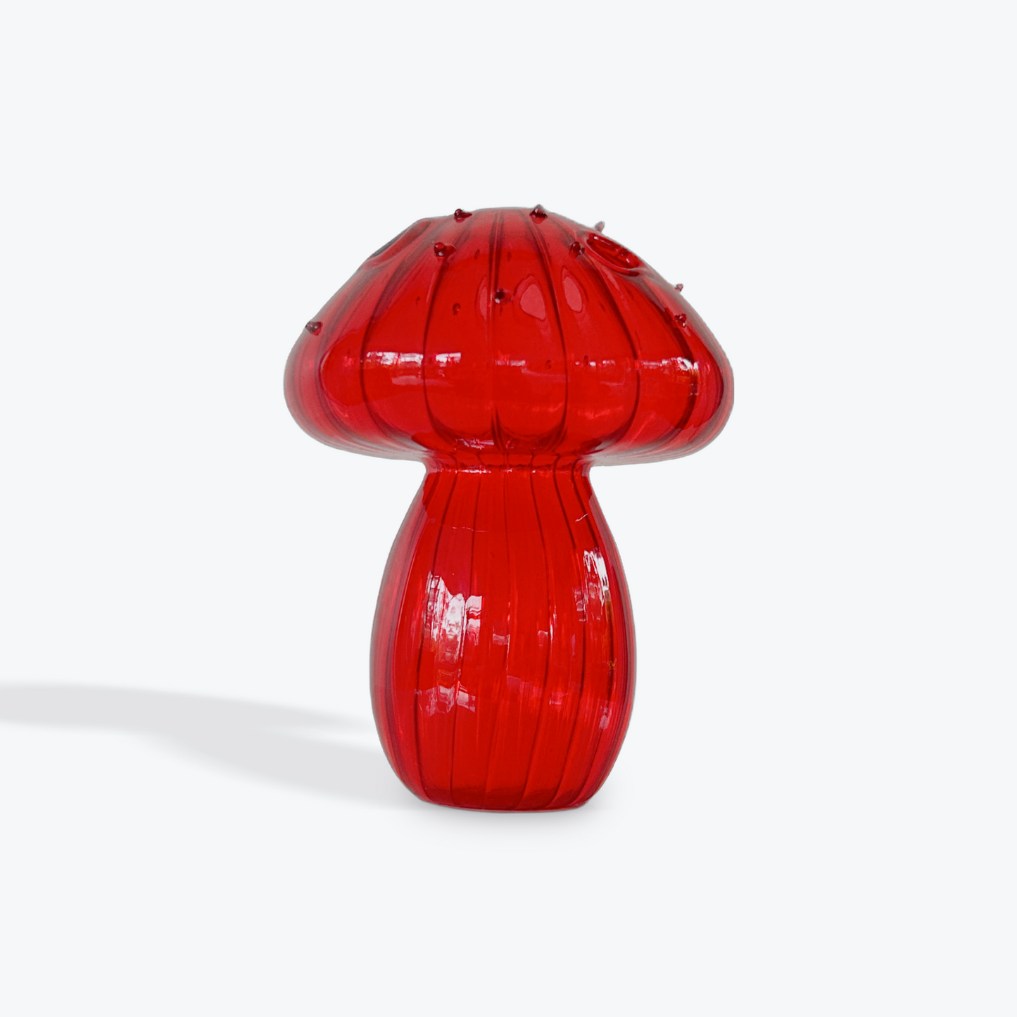 RED GLASS MUSHROOM VASE