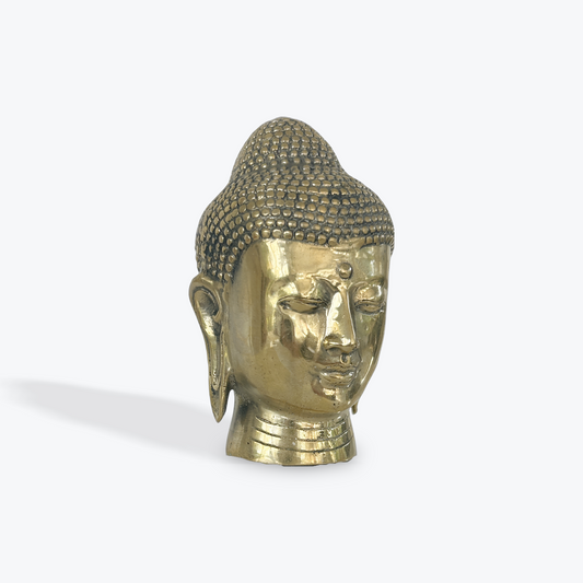 MEDIUM POLISHED BRASS BUDDHA HEAD