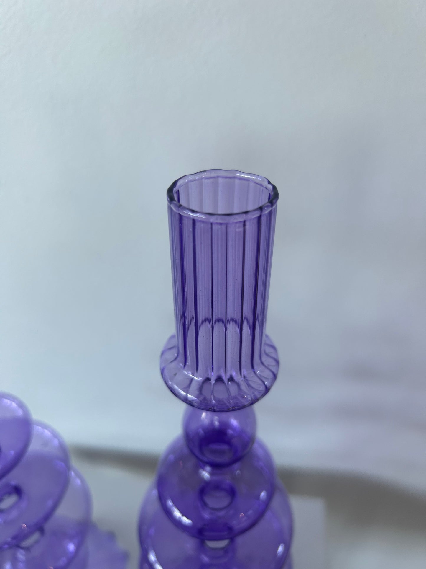 VIOLET WAVE GLASS CANDLE HOLDER