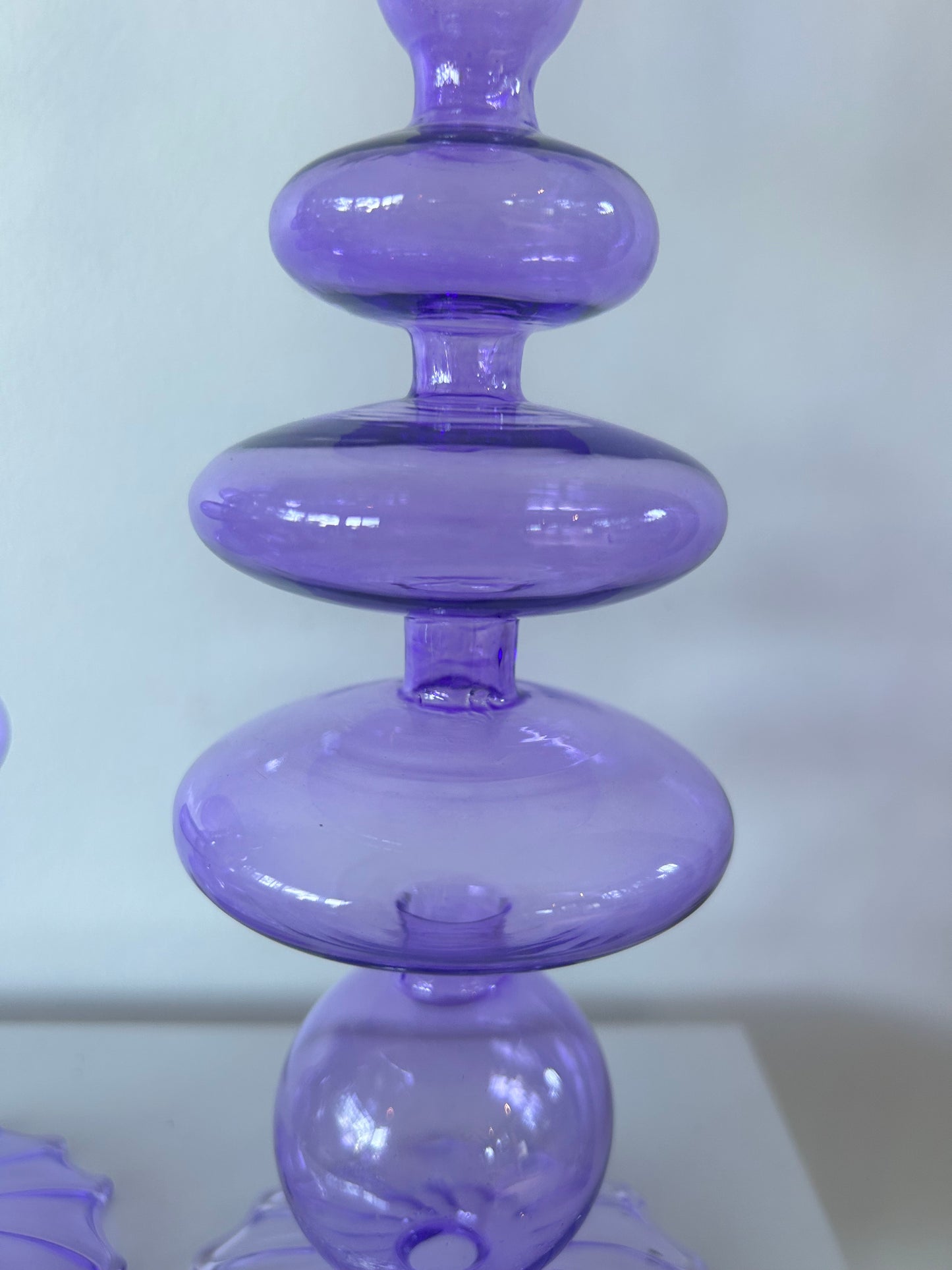 VIOLET WAVE GLASS CANDLE HOLDER