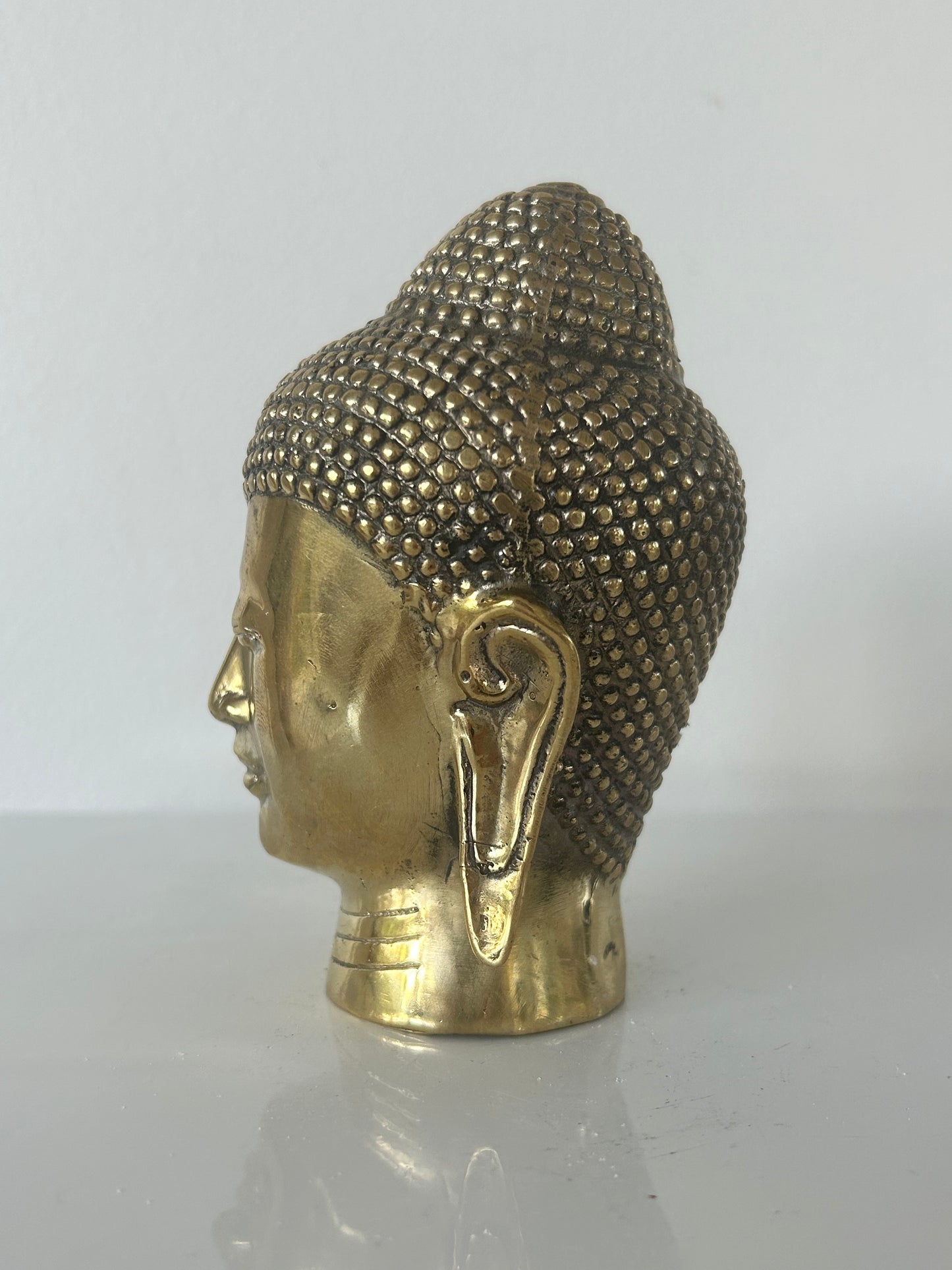 MEDIUM POLISHED BRASS BUDDHA HEAD