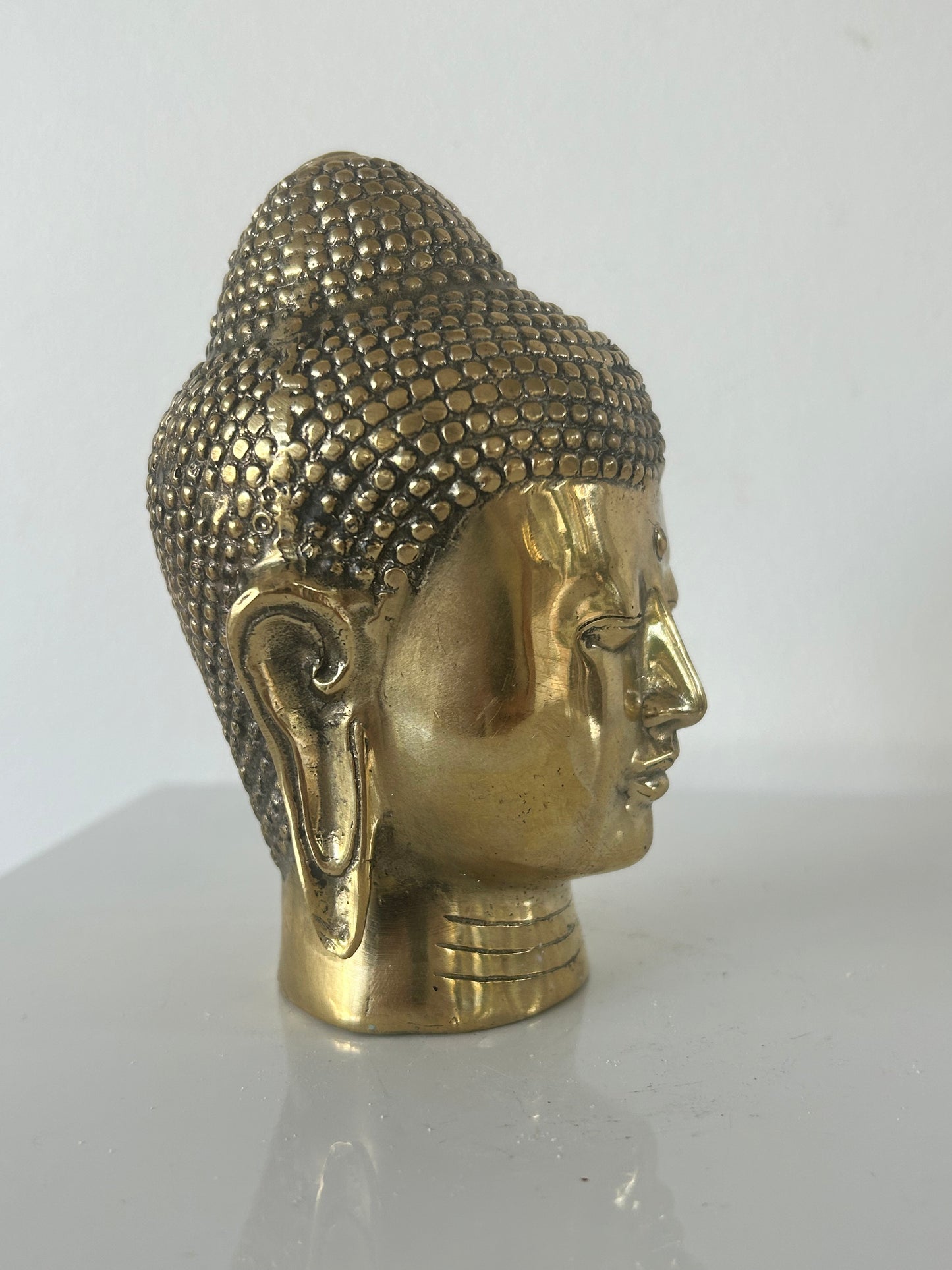 MEDIUM POLISHED BRASS BUDDHA HEAD