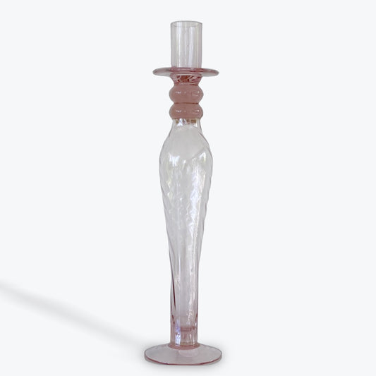 PINK Glass Candle Sticks